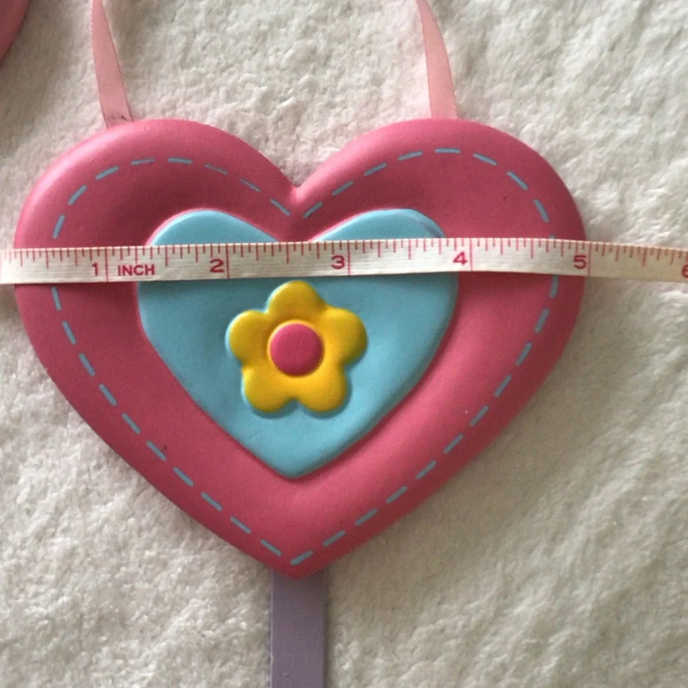 Heart-Shaped Pink and Blue Wall Hook Set - Decorative Kids Wall Decor